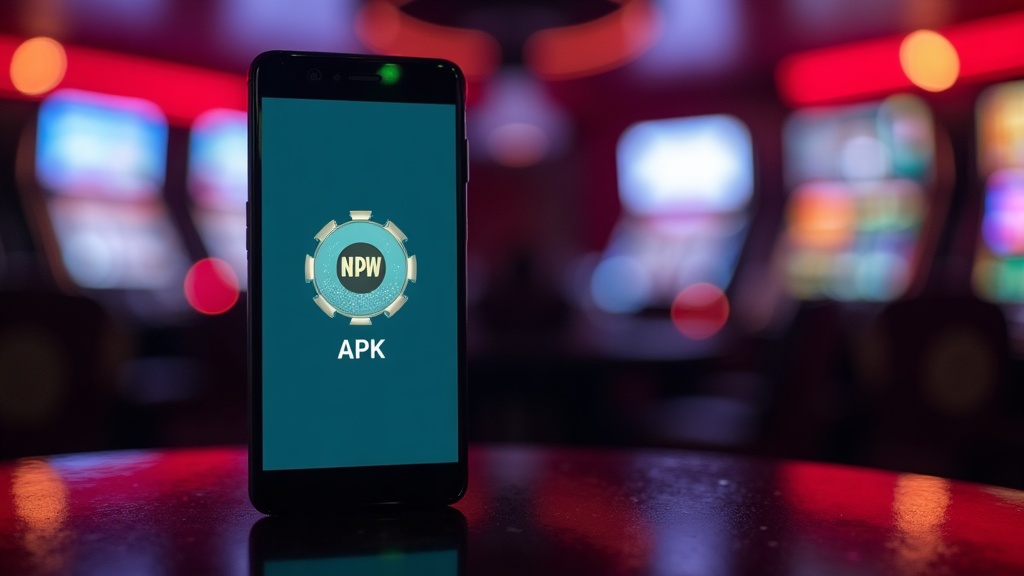 An Android phone displaying an APK install screen in a neon casino setting